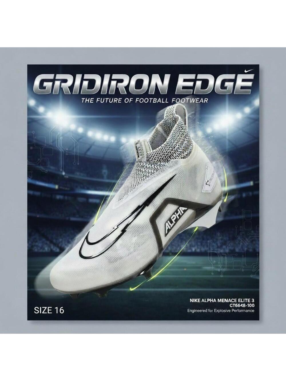 Nike Alpha Menace Elite 3 Football Cleats CT6648-100 Men’s Size 16 NWOT No Box